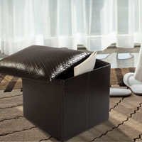 Faux Leather Storage Ottoman - Leatherette, Mdf & Polyester Fibre, 76 X 38 X 38 Cm, Chocolate Color | Quick Drying, Smooth Texture, Fine Finish