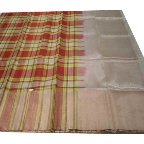 Check Silk Sarees - Pure Silk, 5.5 Meters, Red | Elegant Design, Skin Friendly, Shrink Resistant, Colorfast