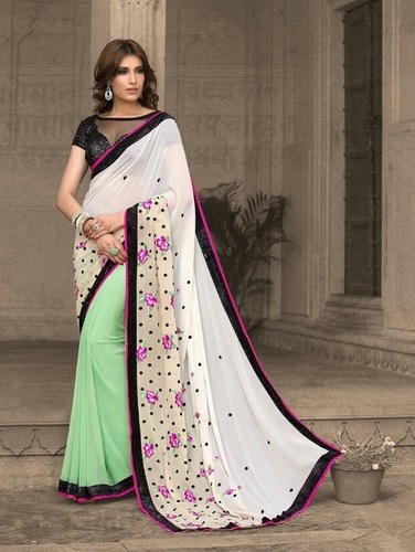Stylish Half n Half Georgette Saree