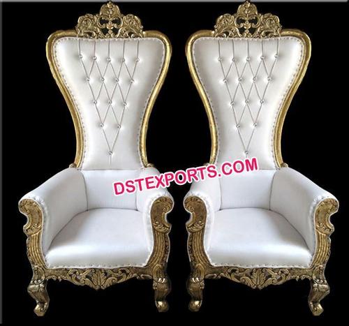 Indian Wedding Bridal Chairs Set - Wood & Brass, 50x50x70 cm, Gold Plated | Royal Look, Elegant Design, Perfect Finish