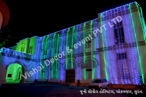 Republic Day Event - Fabric & LED Lighting, Large Scale, 220V Power | Customizable Event Decor, Lighting Design, Venue Setup, Professional Service