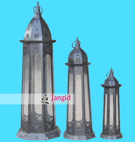 Indian Industrial Metal and Glass Lantern