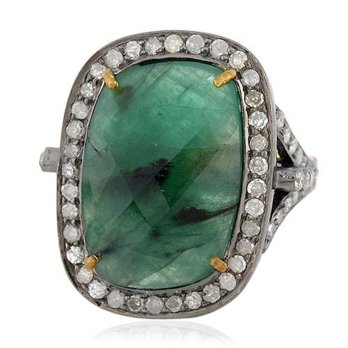 18k Gold Emerald Cocktail Ring