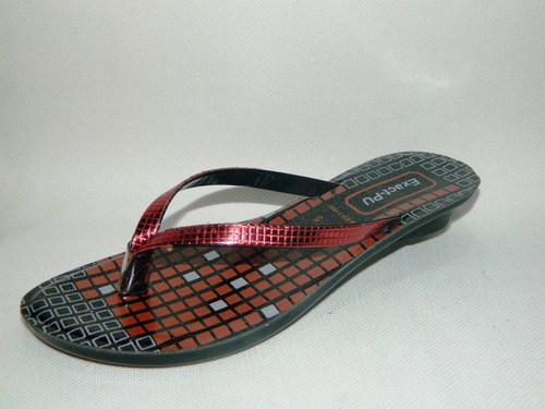 LADIES SANDALS - PVC Material, Sizes 4-8, Colors Red & Violet | Comfortable Fit, Durable, Lightweight Design, Low Heel, Flat Sole