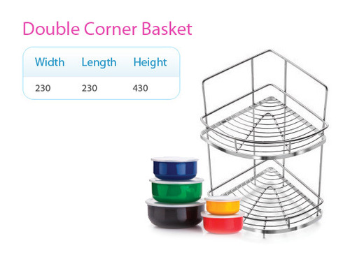 SS Double Shelf Corner Basket