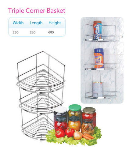 SS Triple Shelf Corner Basket