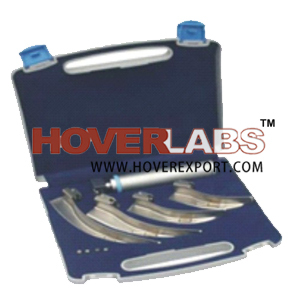 Reusable Professional Macintosh Conventional Laryngoscope Set - Stainless Steel Blades Sizes 1-4, Plastic Handle, Autoclavable, 1 Year Warranty