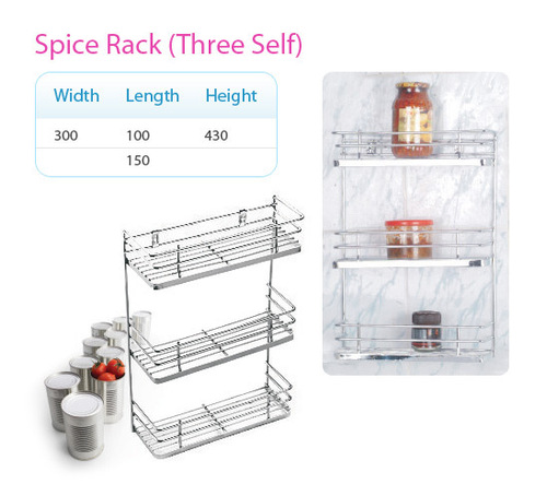 Three Self SS Plate Spice Rack 
