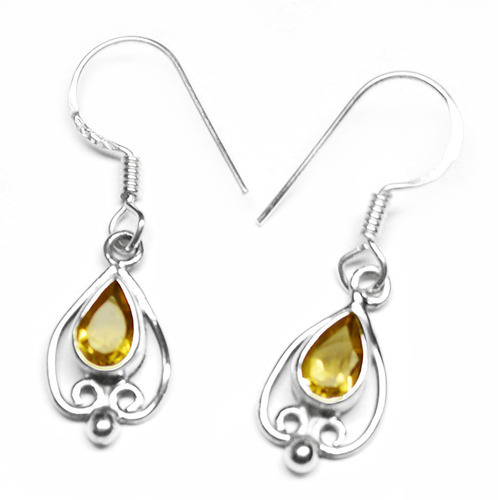 Citrine Gemstone Earring - 925 Sterling Silver, Faceted Pear Shape in Lemon Color | AAA Quality Natural Quartz Elegance