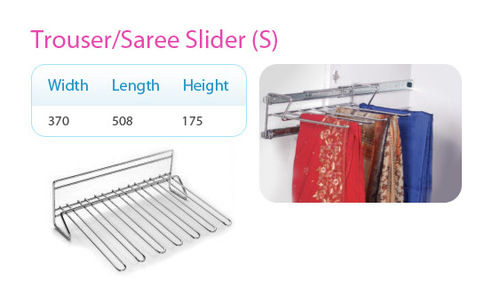 Stainless Steel Trouser and Saree Slider - 370x508x175 mm, Polished Finish, Wall-Mounted, Space Saving