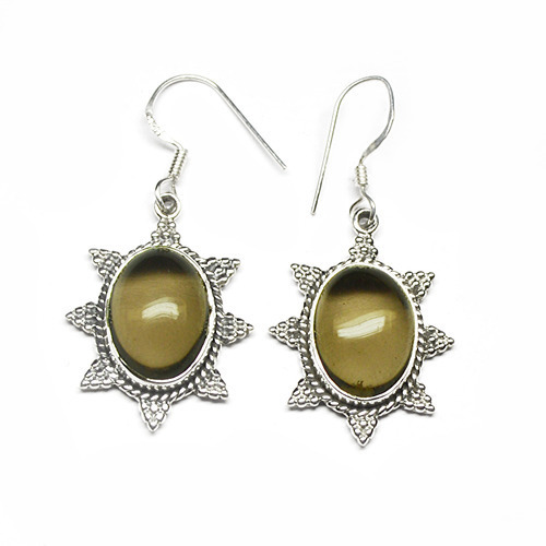 Oval Smoky Quartz Gemstone Earring