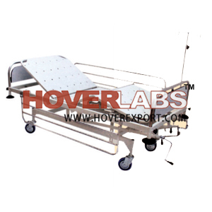 BED ICU Non Hi-Low Deluxe - CRCA Frame 220x100x60 cm, Epoxy Coated, S.S Swing Away Side Rails, Castors with Brakes, Telescopic I.V. Rod