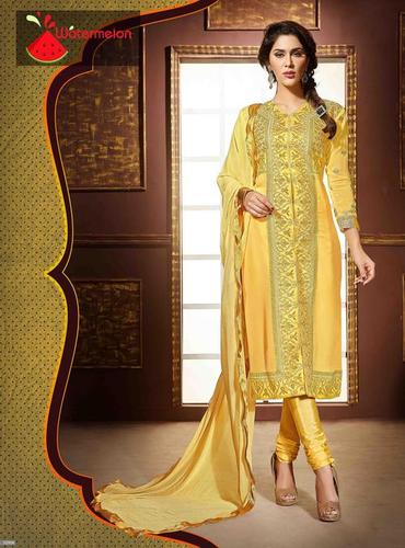 Yellow Watermelon Embroidered Straight Suit