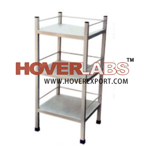 Bed Side Locker Open Semi Deluxe - Stainless Steel, 16"x16"x32" | Three Shelves, Powder Coated Frame, Mobile Storage