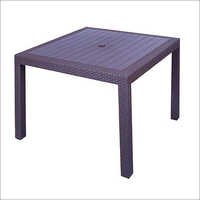 Rattan Dinning Table - Plastic/rattan, 48x48x28 Inches, Dark Brown | Durable, Weather-resistant, Stylish, Lightweight, Umbrella Hole