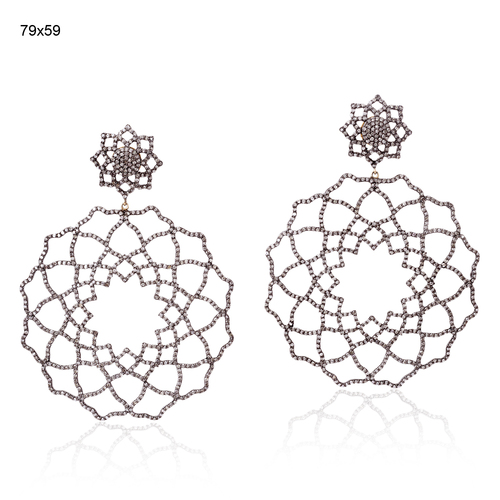 14k Gold Diamond Pave Dangle Earrings