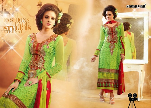 FENNY 1 Georgette Designer Suit - Green, 8-Piece Album, Elegant Trendy Style