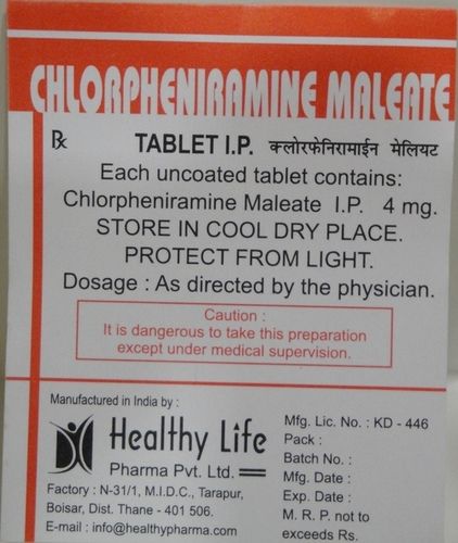 Chlorpheniramine Maleate Tablets Usp