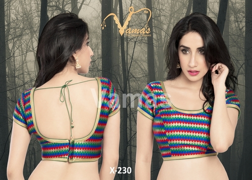 Multi Brocade Back Open Blouse