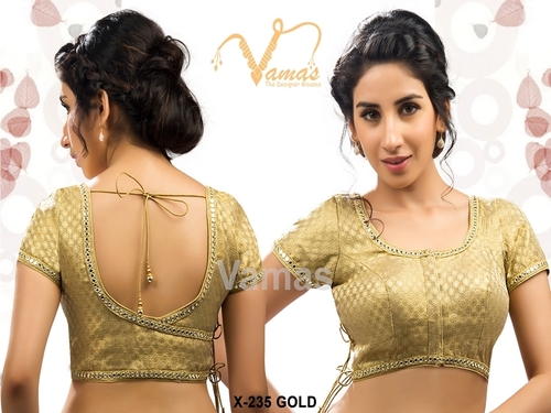 Brocade Front Open Blouse