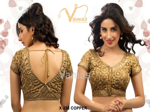 Copper Net Front Open BLouse
