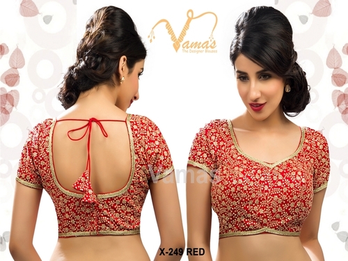 Embroidery Back Open Blouse