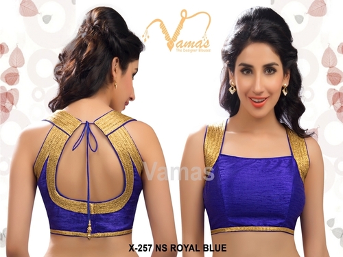 Dupion Silk Back Open Sleeveless Blouse