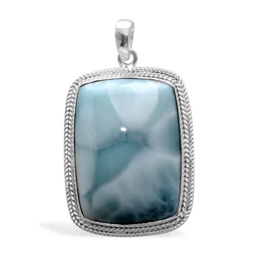 Cushion Larimar Gemstone Silver Pendant