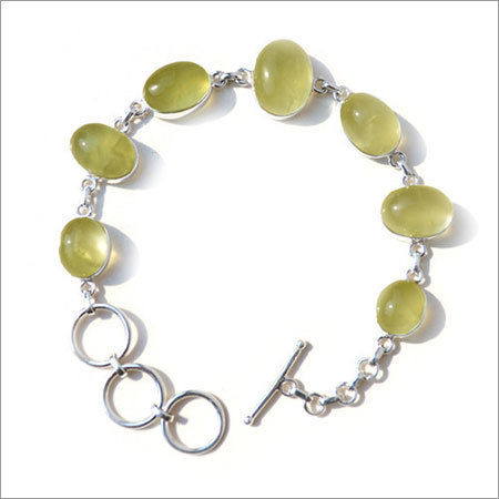 Fashion Prehnite Gemstone Silver Bracelete