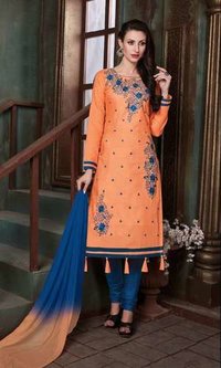 Embroidery Salwar Suit - Poly Cotton, Customized Up To 42", Multicolour | Stylish Party Wear For Women, Perfect For Weddings And Celebrations
