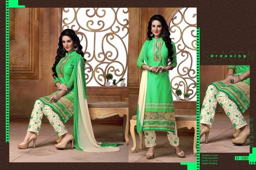 7815 - Soft Silk, 54 Inches, Green | Elegant Design, Embroidered Handwork, Comfortable Fit