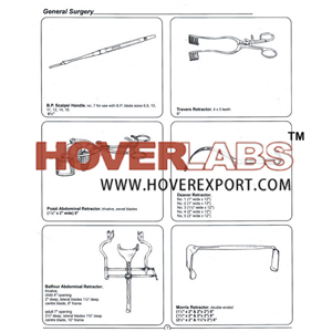 GENERAL SURGERY - Stainless Steel, 6 1/2" Handle, Blade Sizes 6-15, Retractors Pozzi Balfour Travers, Morris Double Ended