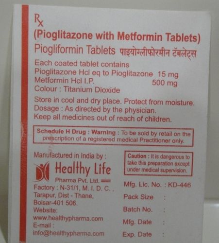 Pioglitazone Tablets Ip 15 Mg