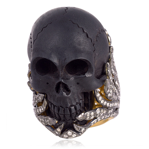 Gemstone Skull Design Cocktail Ring 