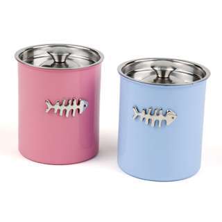 Pet canister coloured with Metal logo