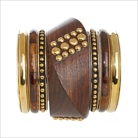 Wood & Brass Bangles Set