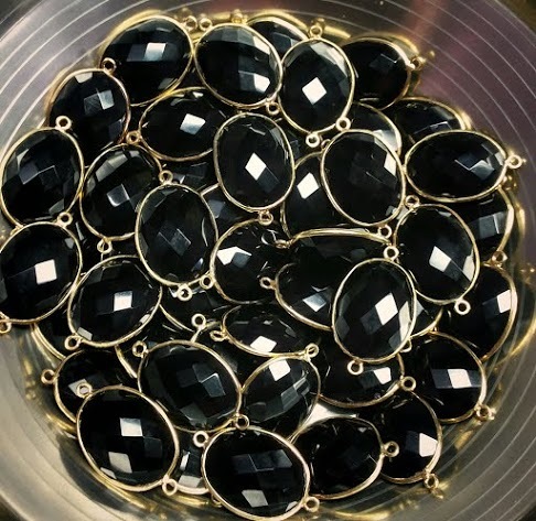 Black Onyx Gemstone Connector-Per Piece