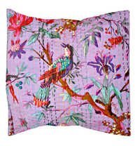 Cotton Kantha Pillow Cover in Purple