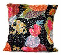Black Kantha Pillow