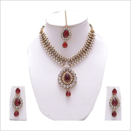 Red Stone Bridal Necklace