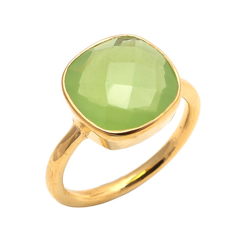 Square Sea Green Chalcedony Gemstone Ring