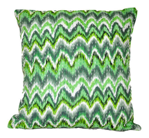 Cotton Green Kantha Cushion Cover