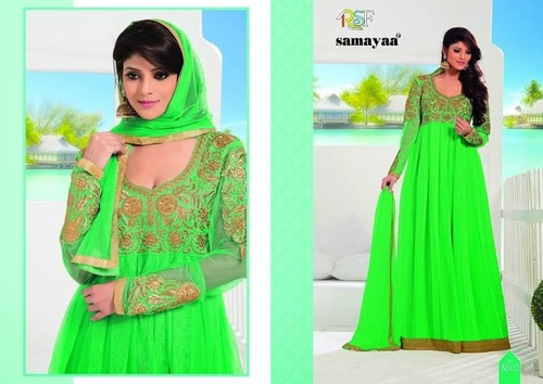 FASHION SHOW - Georgette, Green, 8-Piece Album | Embellished Anarkali, Elegant Trendy Style