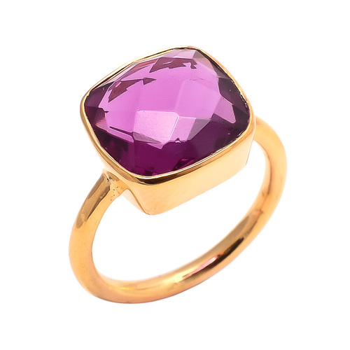 Square Pink Tourmaline Gemstone Ring
