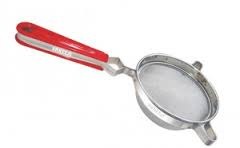 Silver And Red Stainless Steel Juice Strainer