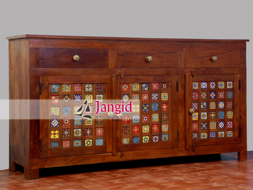 Handmade Wooden Colorful Living Room Sideboard