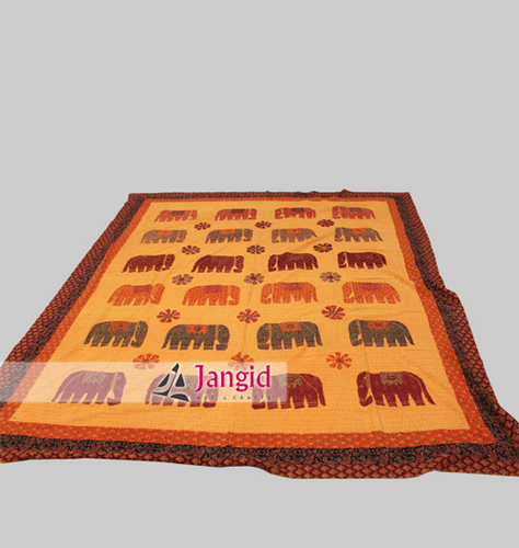 Handcrafted Aari Elephant Cotton Bed Cover