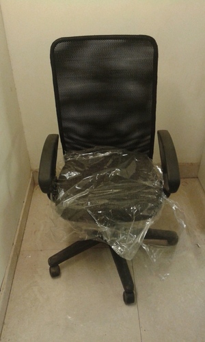 Net Chairs - Mesh Material, Black Color, Adjustable Height, Swivel Base, Fixed Armrest, Ergonomic Design
