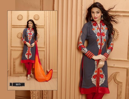 GREY AND RED STRAIGHT SUIT