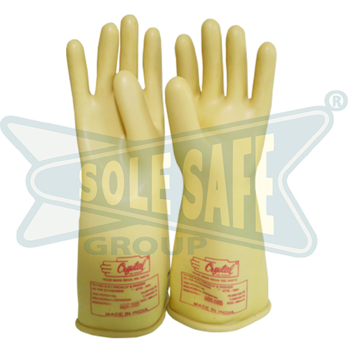 Cream Electrical Safety Rubber Hand Gloves